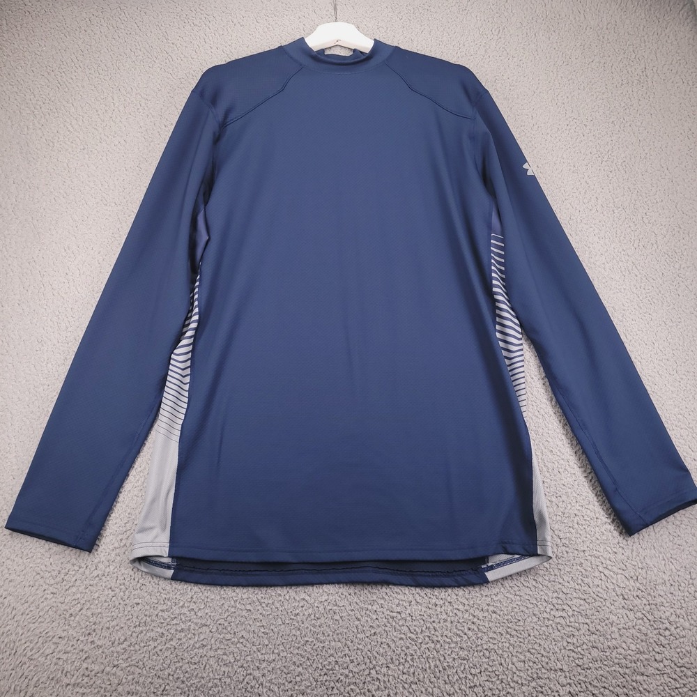 UNDER ARMOUR Shirt Size MEDIUM Blue Long Sleeve Cold Gear Reactor Activewear